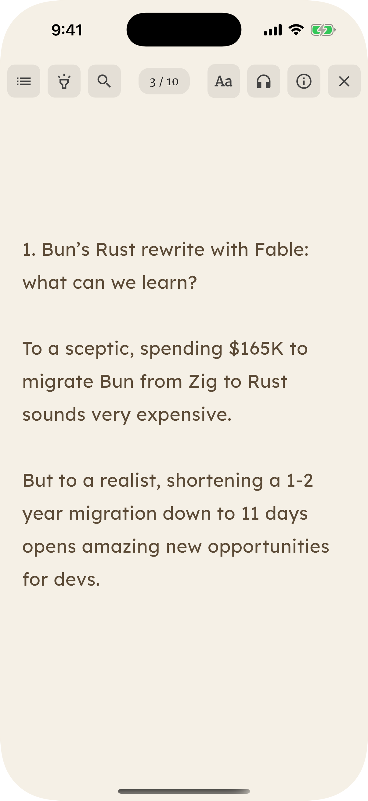 Neubook reader with clean typography
