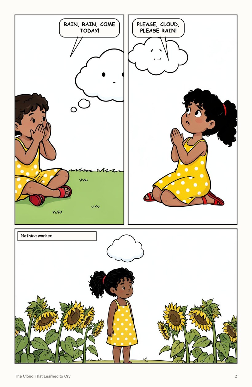 A lettered comic page made in the studio
